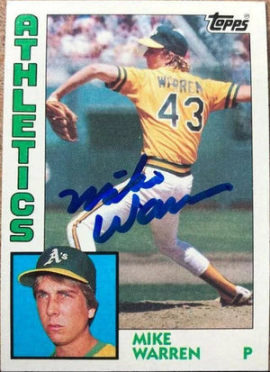 Mike Warren Signed 1984 Topps Baseball Card - Oakland A's