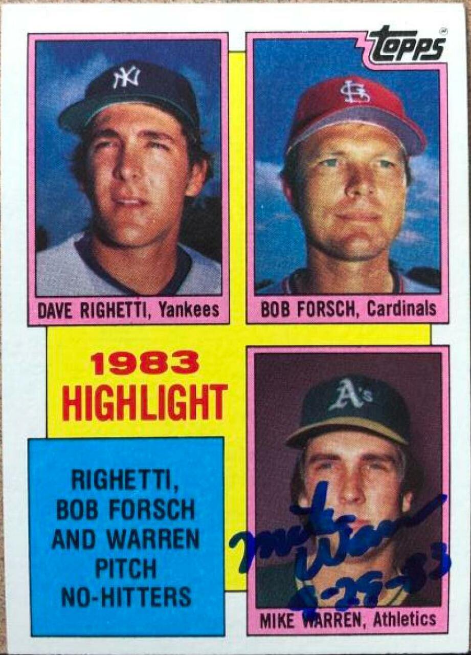 Mike Warren Signed 1984 Topps Highlight Baseball Card - Oakland A's - PastPros