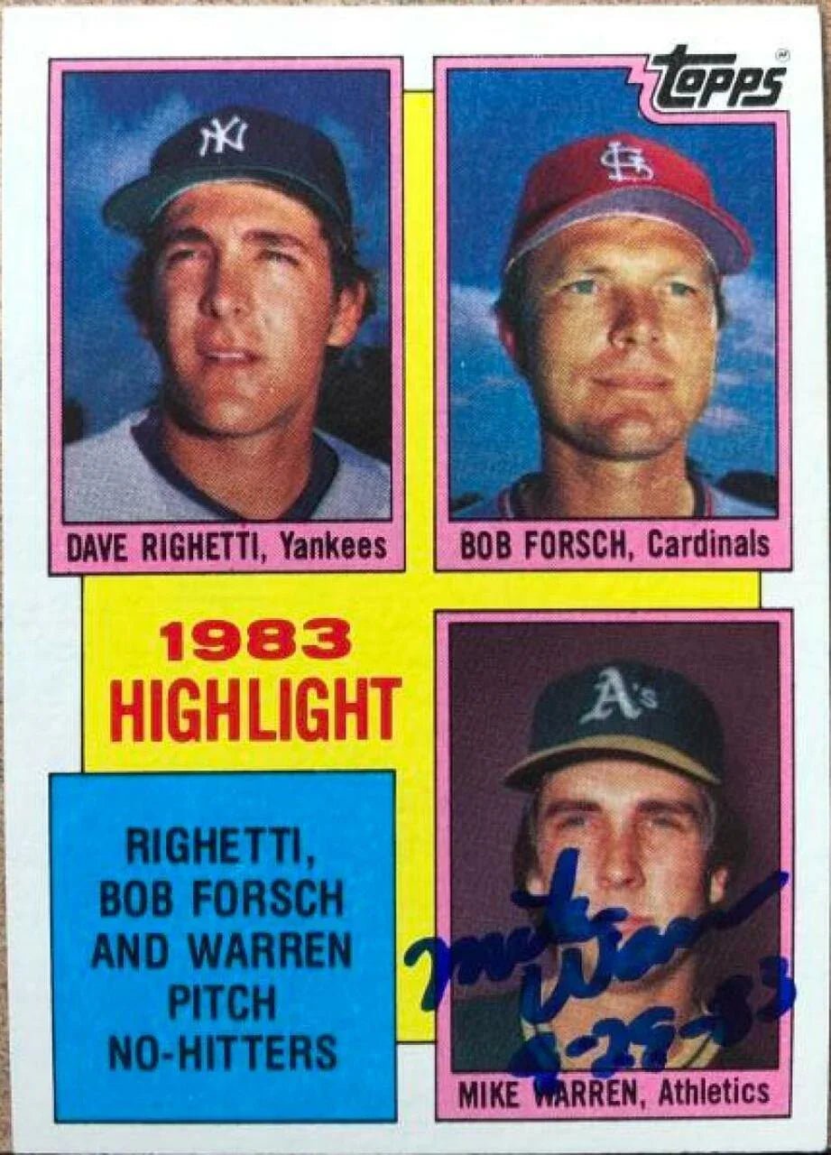 Mike Warren Signed 1984 Topps Highlight Baseball Card - Oakland A's