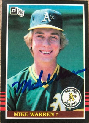 Mike Warren Signed 1985 Donruss Baseball Card - Oakland A's - PastPros