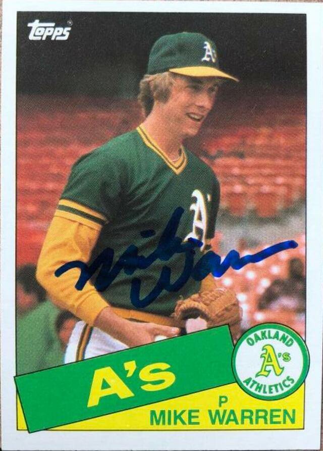 Mike Warren Signed 1985 Topps Baseball Card - Oakland A's - PastPros