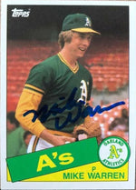 Mike Warren Signed 1985 Topps Baseball Card - Oakland A's