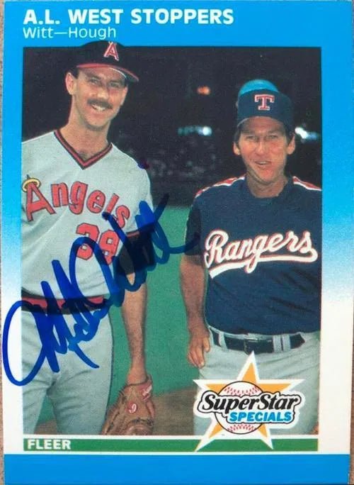 Mike Witt Signed 1987 Fleer Baseball Card - California Angels - AL West Stoppers