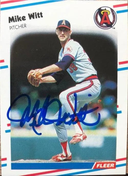 Mike Witt Signed 1988 Fleer Baseball Card - California Angels