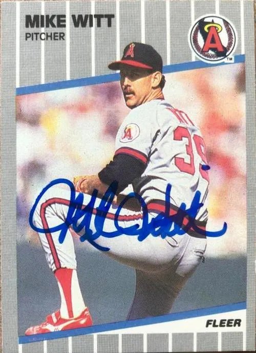 Mike Witt Signed 1989 Fleer Baseball Card - California Angels