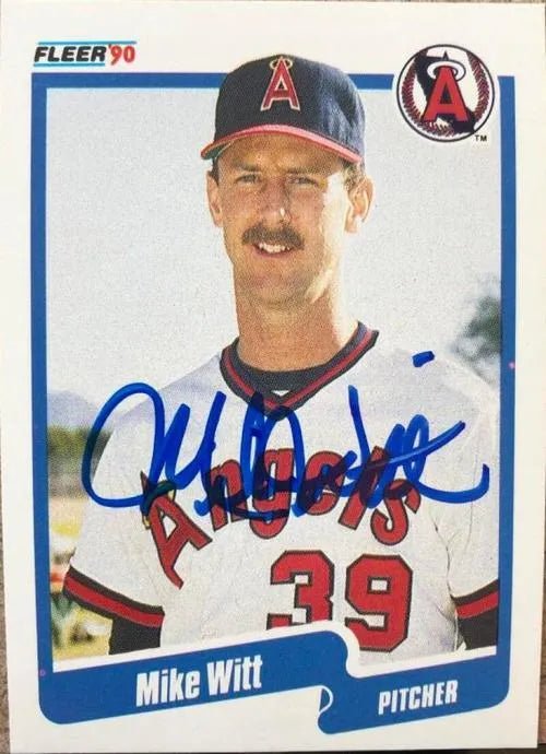 Mike Witt Signed 1990 Fleer Baseball Card - California Angels