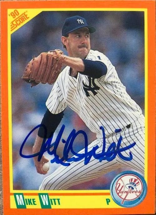 Mike Witt Signed 1990 Score Baseball Card - New York Yankees