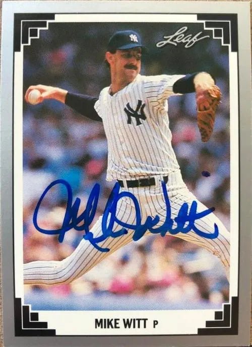 Mike Witt Signed 1991 Leaf Baseball Card - New York Yankees