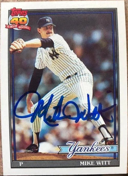 Mike Witt Signed 1991 Topps Baseball Card - New York Yankees