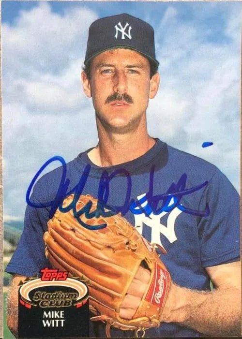 Mike Witt Signed 1992 Stadium Club Baseball Card - New York Yankees