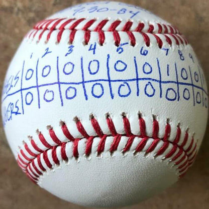 Mike Witt Signed ROMLB Baseball - Perfect Game Line Score - California Angels - PastPros