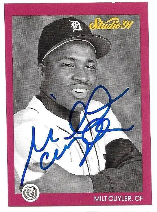 Milt Cuyler Signed 1991 Studio Baseball Card - Detroit Tigers