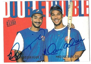 Moises Alou & Henry Rodriguez Signed 1997 Fleer Ultra Baseball Card - "Double Trouble"