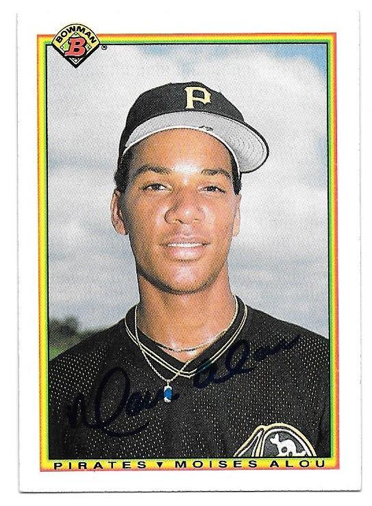 Moises Alou Signed 1990 Bowman Baseball Card - Pittsburgh Pirates - PastPros