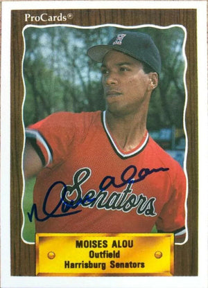 Moises Alou Signed 1990 CMC Baseball Card - Harrisburg Senators