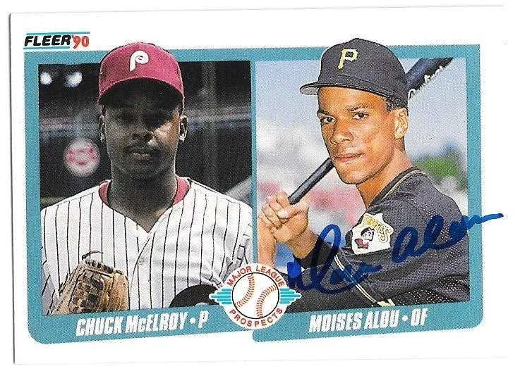Moises Alou Signed 1990 Fleer Baseball Card - Pittsburgh Pirates