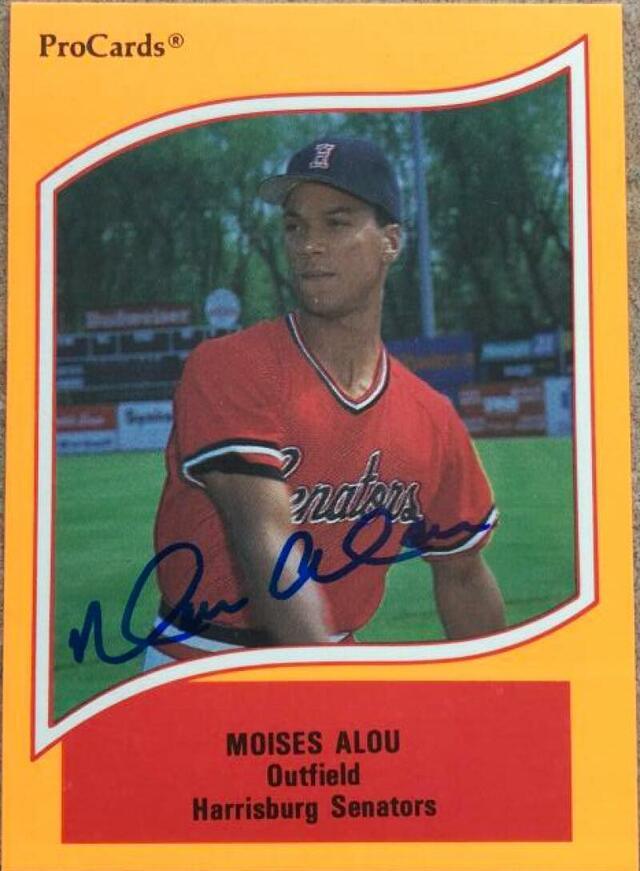 Moises Alou Signed 1990 Pro Cards A & AA Baseball Card - Harrisburg Senators - PastPros