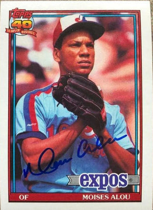 Moises Alou Signed 1991 Topps Baseball Card - Montreal Expos