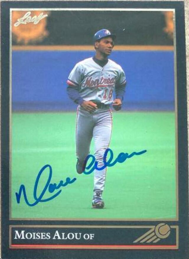 Moises Alou Signed 1992 Black Gold Leaf Baseball Card - Montreal Expos - PastPros