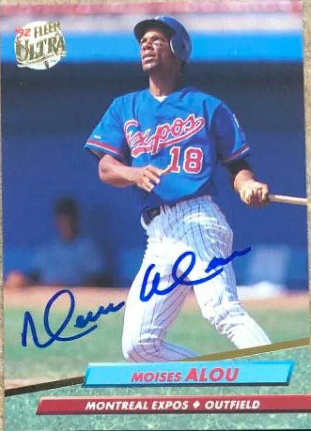 Moises Alou Signed 1992 Fleer Ultra Baseball Card - Montreal Expos