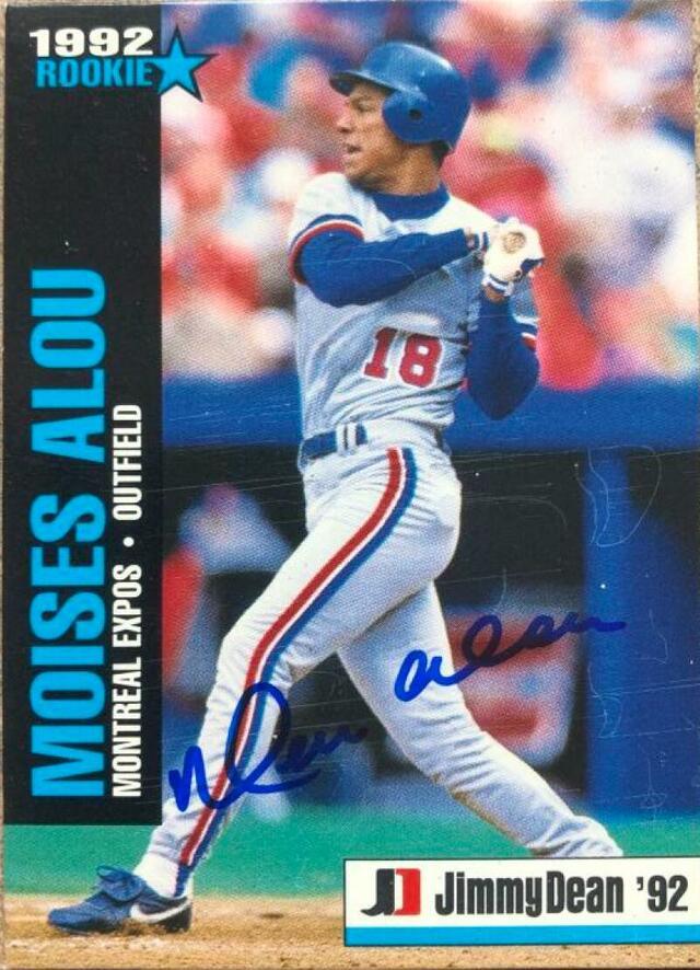 Moises Alou Signed 1992 Jimmy Dean Rookie Stars Baseball Card - Montreal Expos - PastPros