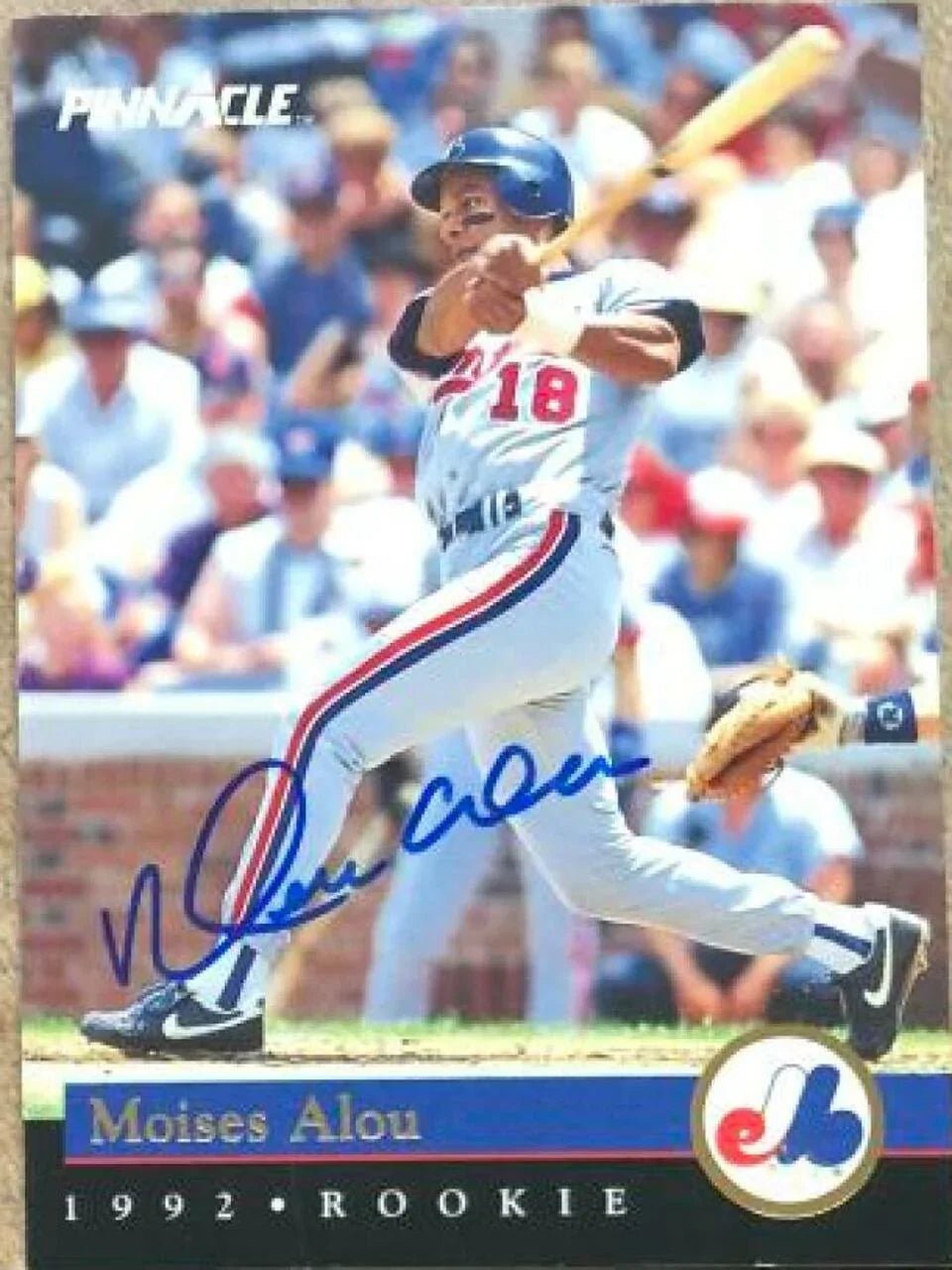 Moises Alou Signed 1992 Pinnacle Rookies Baseball Card - Montreal Expos