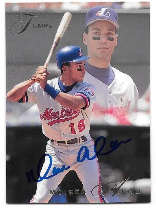 Moises Alou Signed 1993 Flair Baseball Card - Montreal Expos