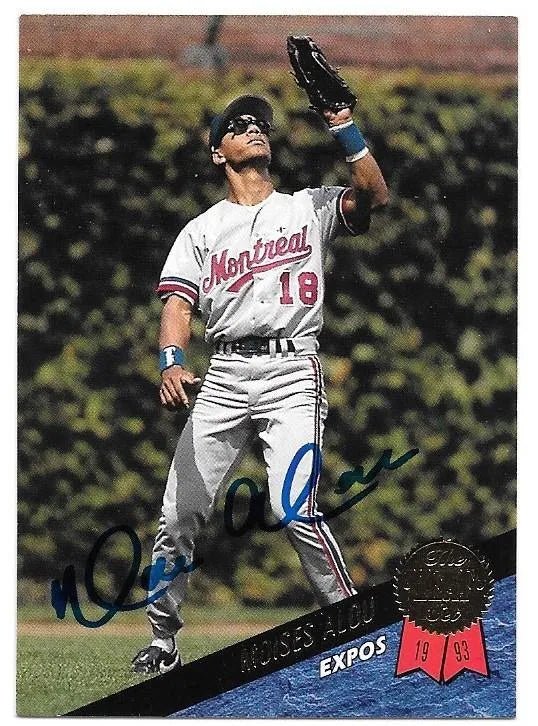 Moises Alou Signed 1993 Leaf Baseball Card - Montreal Expos