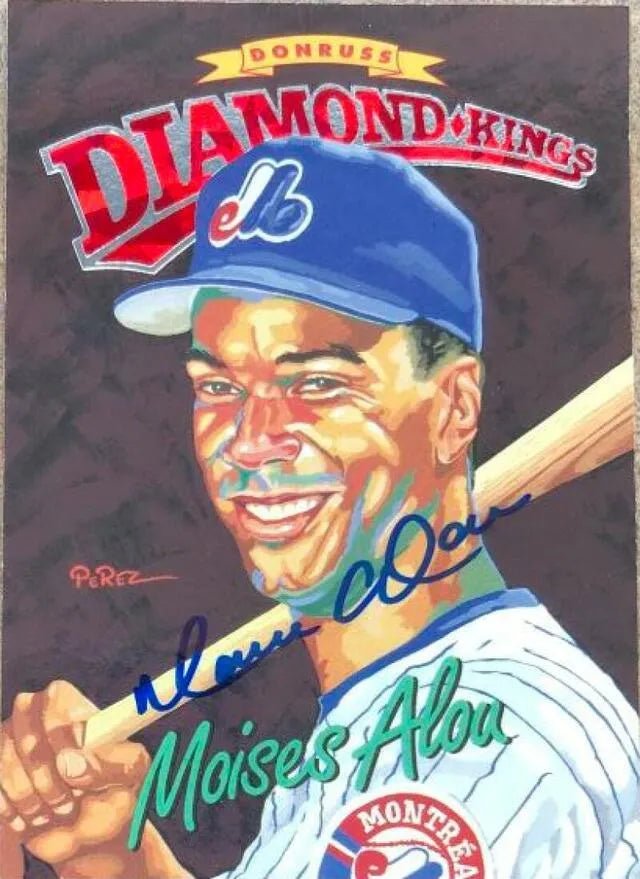 Moises Alou Signed 1994 Donruss Diamond Kings Baseball Card - Montreal Expos
