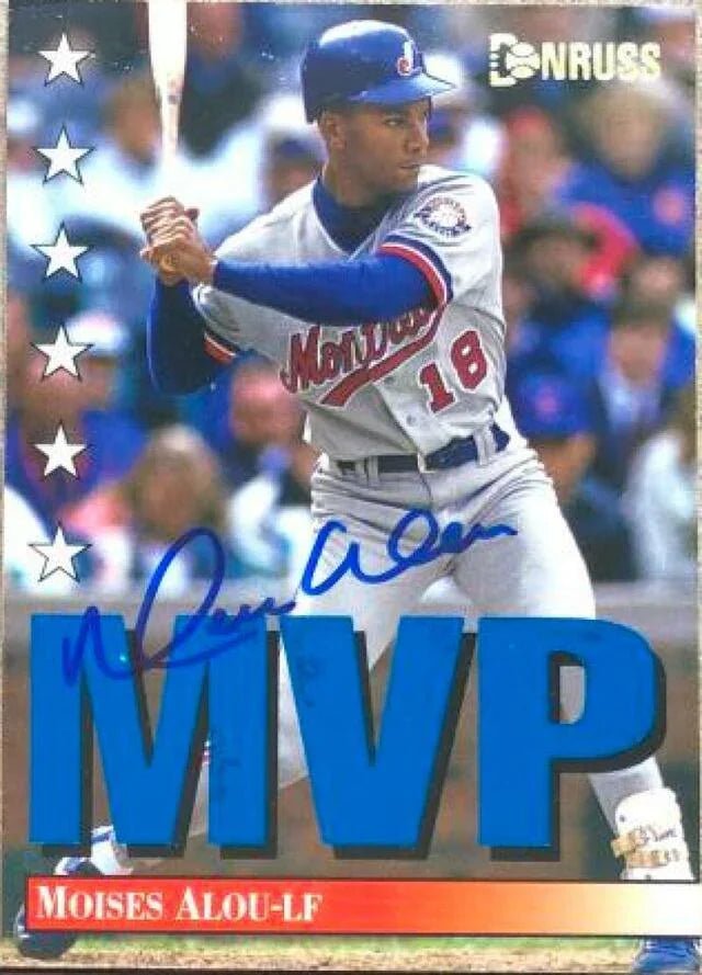 Moises Alou Signed 1994 Donruss MVP Baseball Card - Montreal Expos