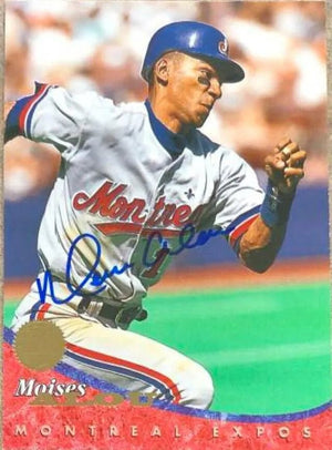 Moises Alou Signed 1994 Leaf Baseball Card - Montreal Expos