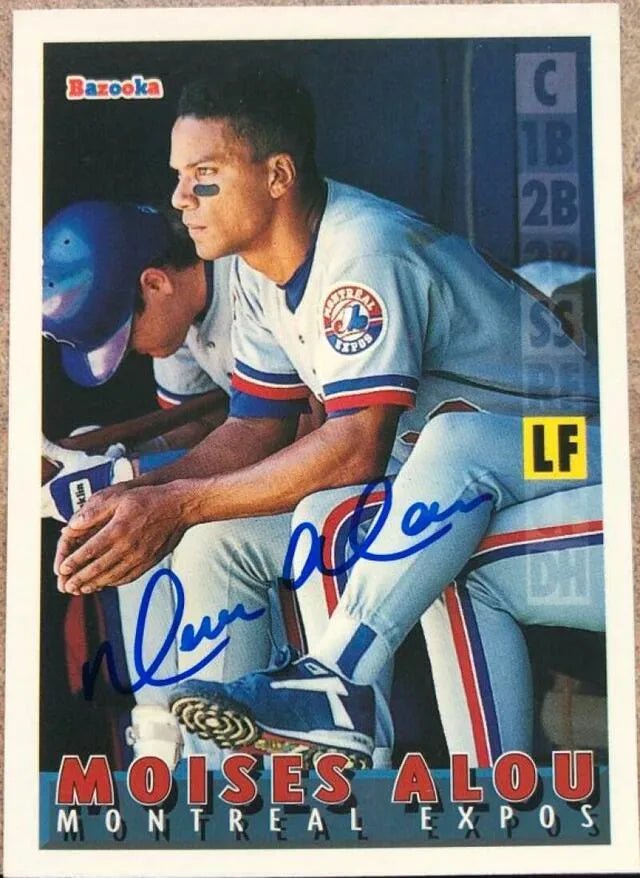 Moises Alou Signed 1995 Bazooka Baseball Card - Montreal Expos