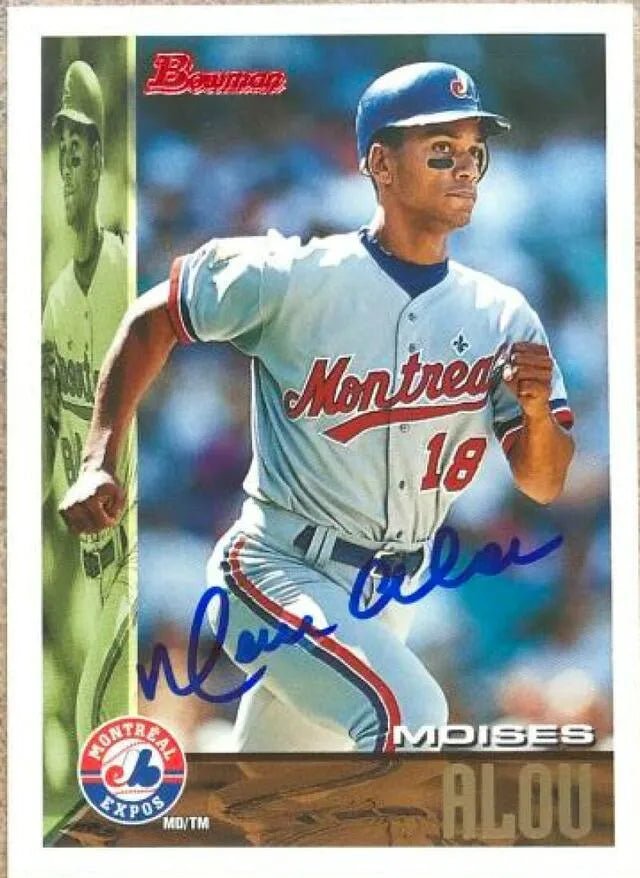 Moises Alou Signed 1995 Bowman Baseball Card - Montreal Expos