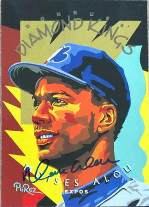 Moises Alou Signed 1995 Donruss Diamond Kings Baseball Card - Montreal Expos