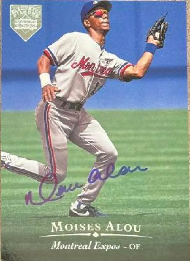 Moises Alou Signed 1995 Upper Deck Electric Diamond Baseball Card - Montreal Expos