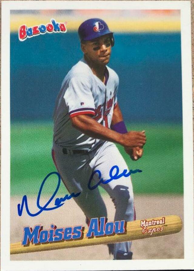 Moises Alou Signed 1996 Bazooka Baseball Card - Montreal Expos - PastPros