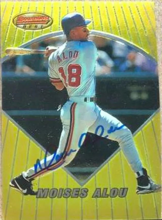 Moises Alou Signed 1996 Bowman's Best Baseball Card - Montreal Expos