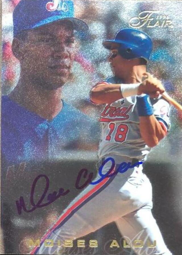 Moises Alou Signed 1996 Flair Baseball Card - Montreal Expos - PastPros
