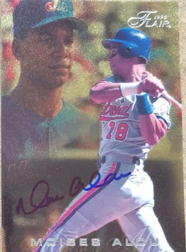 Moises Alou Signed 1996 Flair Baseball Card - Montreal Expos (Silver)