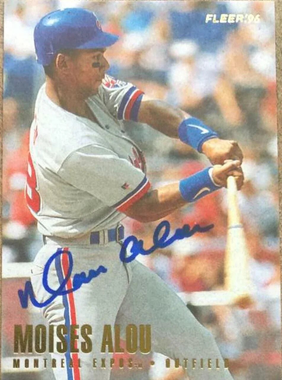 Moises Alou Signed 1996 Fleer Baseball Card - Montreal Expos