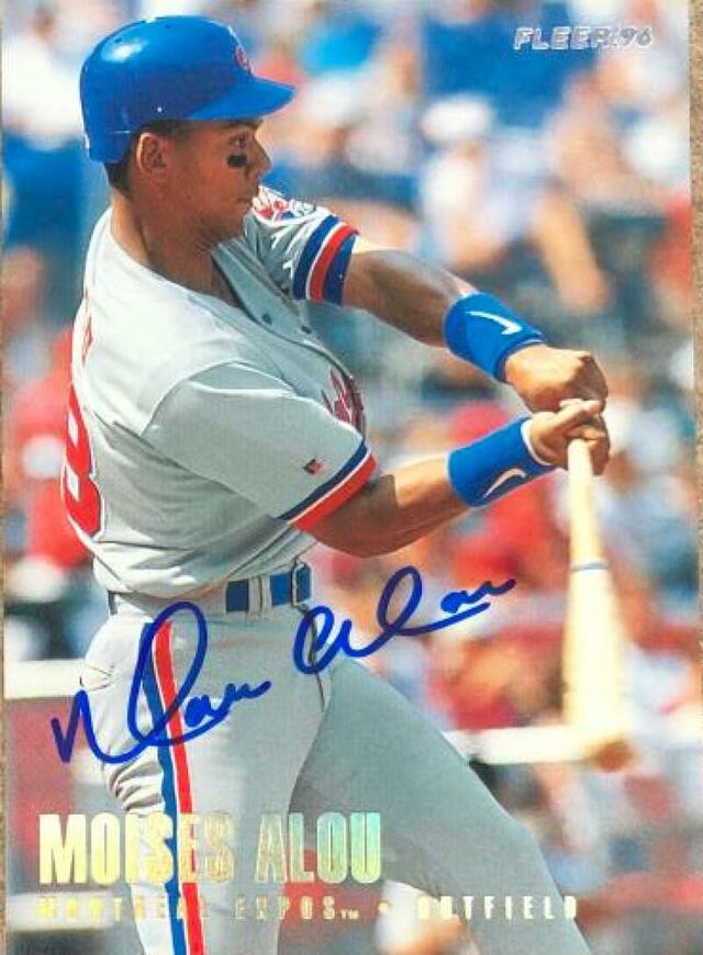 Moises Alou Signed 1996 Fleer Tiffany Baseball Card - Montreal Expos - PastPros
