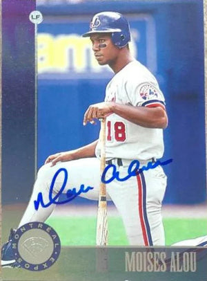 Moises Alou Signed 1996 Leaf Baseball Card - Montreal Expos