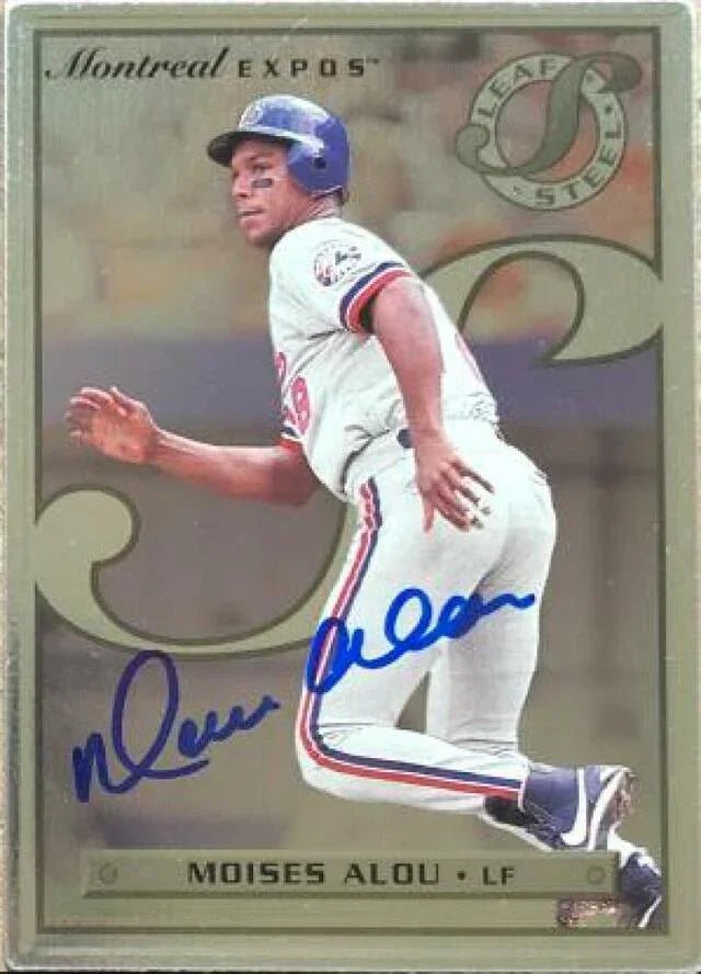 Moises Alou Signed 1996 Leaf Preferred Steel Baseball Card - Montreal Expos