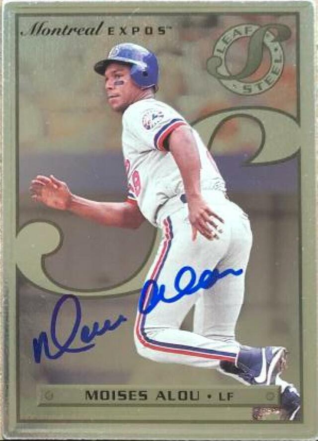Moises Alou Signed 1996 Leaf Preferred Steel Baseball Card - Montreal Expos - PastPros
