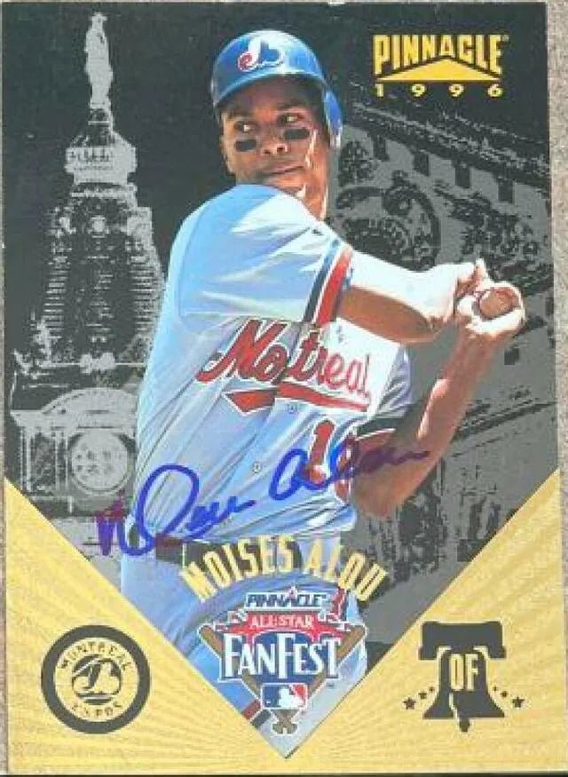 Moises Alou Signed 1996 Pinnacle Fan Fest Baseball Card - Montreal Expos