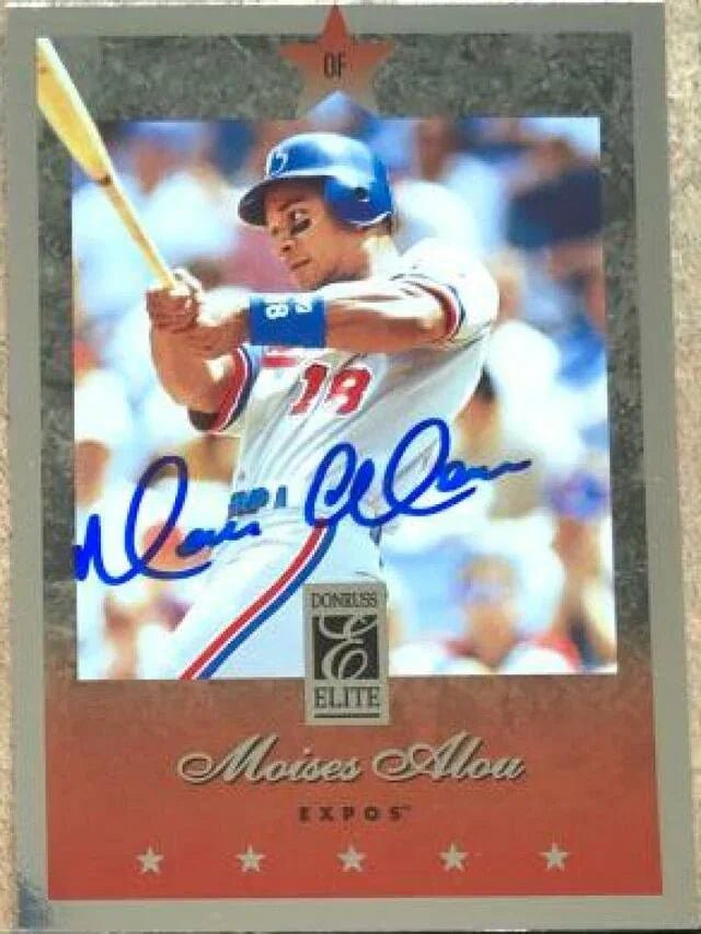 Moises Alou Signed 1997 Donruss Elite Baseball Card - Montreal Expos
