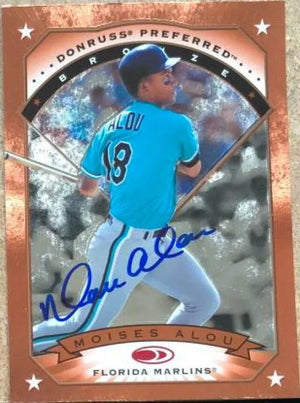 Moises Alou Signed 1997 Donruss Preferred Baseball Card - Florida Marlins