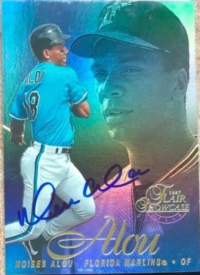 Moises Alou Signed 1997 Flair Showcase Baseball Card - Florida Marlins