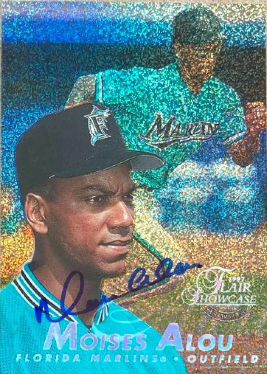 Moises Alou Signed 1997 Flair Showcase Row 0 Baseball Card - Florida Marlins