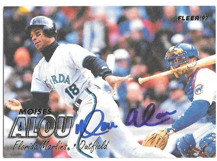 Moises Alou Signed 1997 Fleer Baseball Card - Florida Marlins